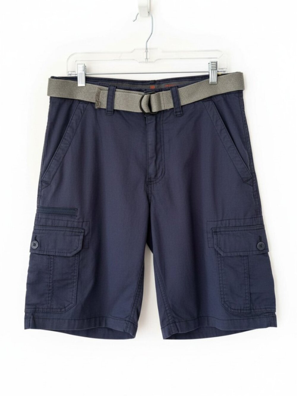 WearFirst Men’s Navy Cargo Shorts Belted Ripstop Size 32 NWT